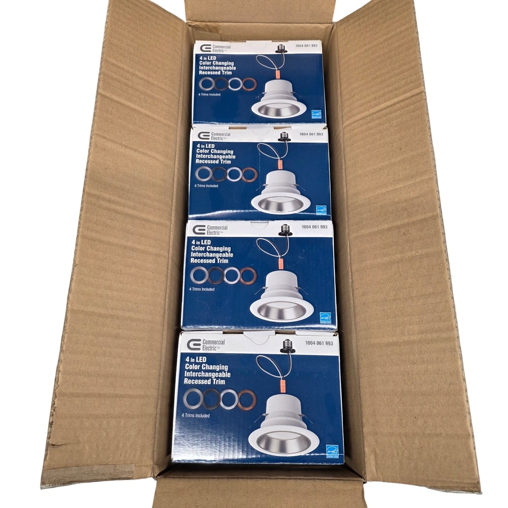 Commercial Electric 4in LED Color Changing Recessed Trim 4-Pack 53811101 New